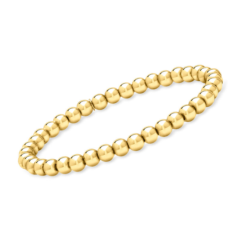 Italian 5mm 18kt Gold Vermeil Bead Stretch Bracelet image number 0