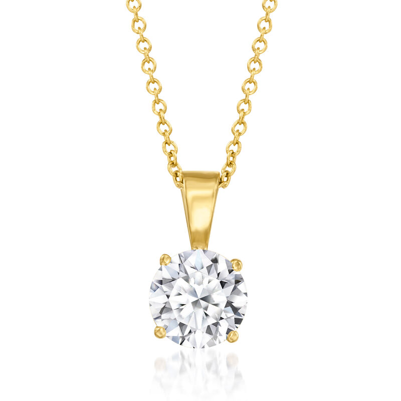 1.00 Carat Lab-Grown Diamond Solitaire Necklace in 14kt Yellow Gold image number 0