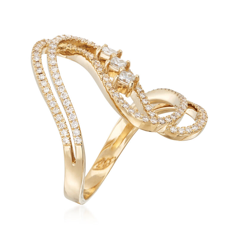 .80 ct. t.w. Diamond Wave Ring in 14kt Yellow Gold image number 2