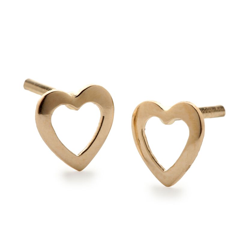 Child's 14kt Yellow Gold Openwork Heart Stud Earrings image number 0
