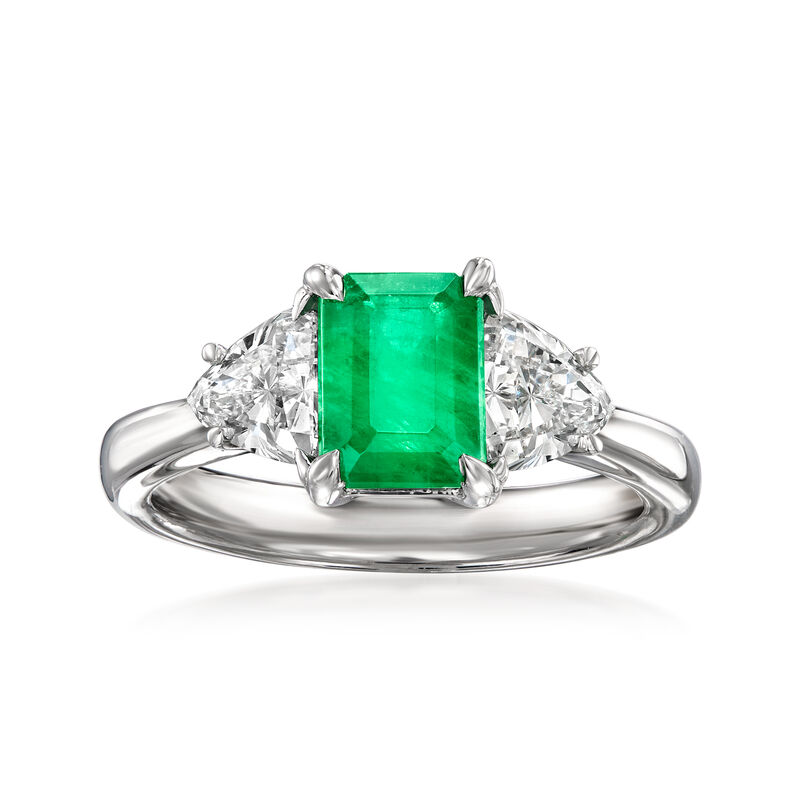 2.00 Carat Emerald Ring with 1.00 ct. t.w. Lab-Grown Diamonds in 14kt White Gold. Size 9 image number 0