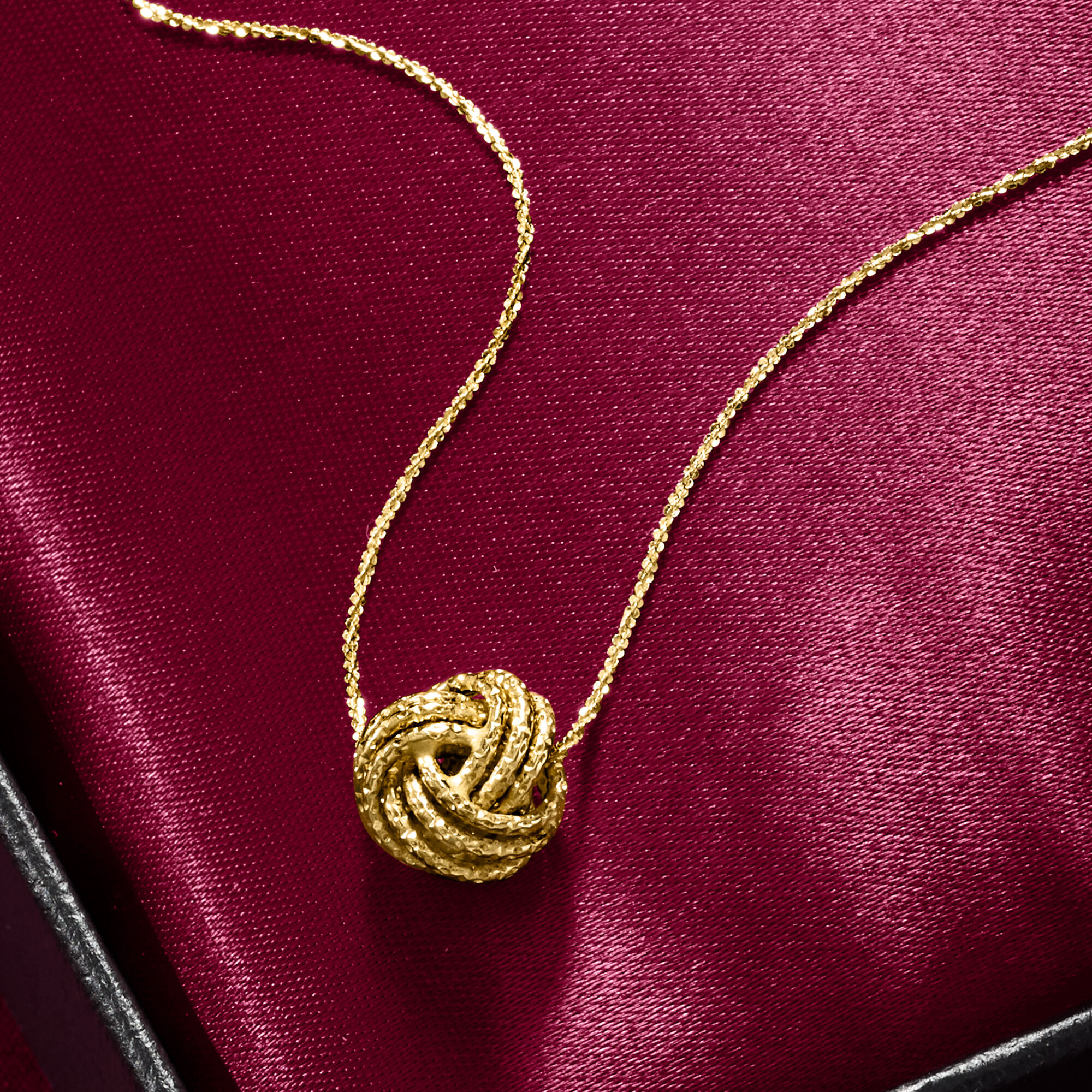 Italian 14kt Yellow Gold Textured Love Knot Necklace