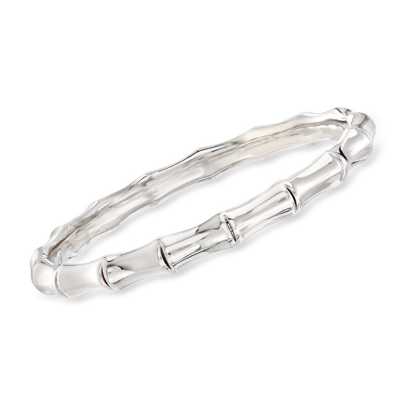 Italian Andiamo 14kt White Gold Bamboo Bangle Bracelet image number 0
