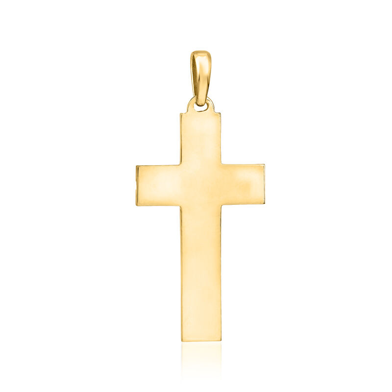 Men's 14kt Yellow Gold Grooved Cross Pendant  image number 2