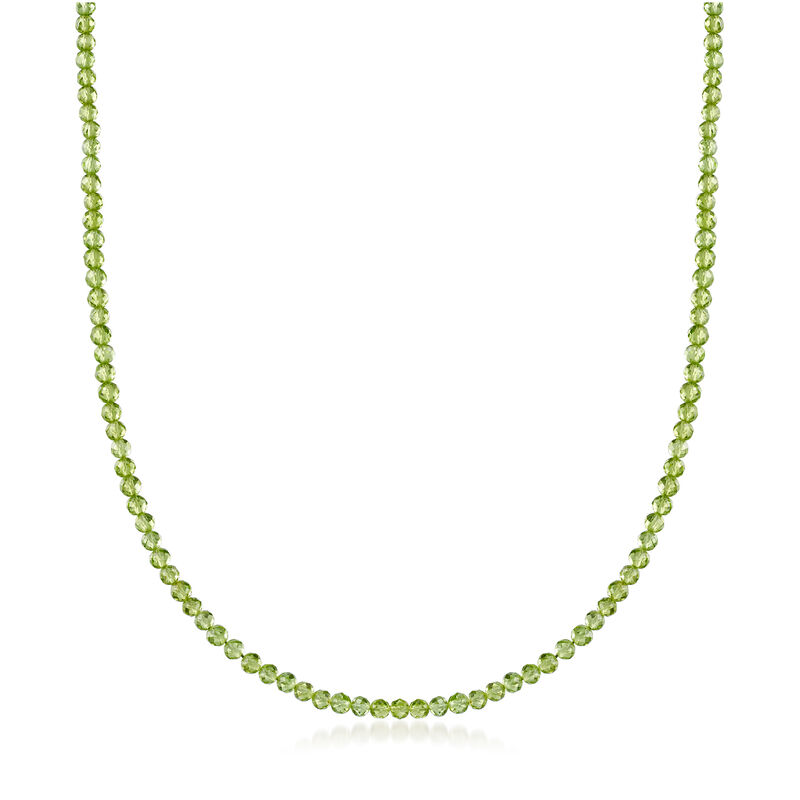 C. 1990 Vintage Tiffany Jewelry Peridot Beaded Necklace in Sterling Silver. 16.25&quot; image number 0