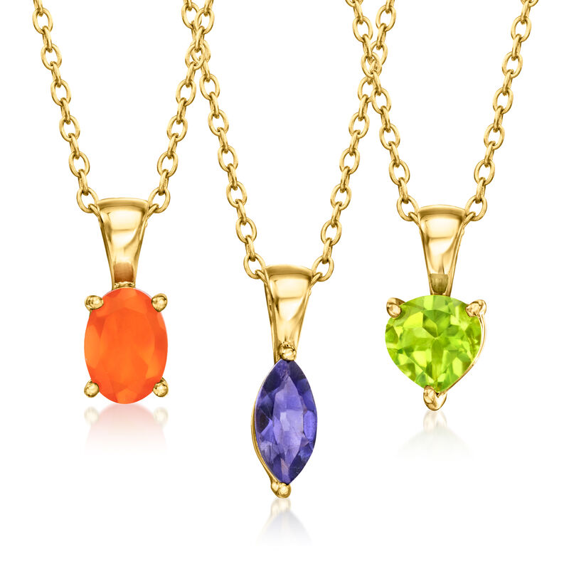 7.00 ct. t.w. Multi-Gemstone Jewelry Set: Necklace and Seven Pendants in 18kt Gold Over Sterling. 16.5&quot; image number 3