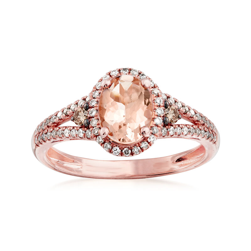 1.20 Carat Morganite and .24 ct. t.w. Diamond Ring in 14kt Rose Gold. Size 7 image number 0