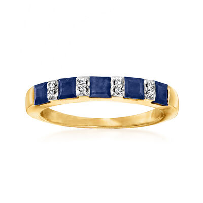 1.30 ct. t.w. Sapphire Ring with Diamonds in 18kt Gold Over Sterling