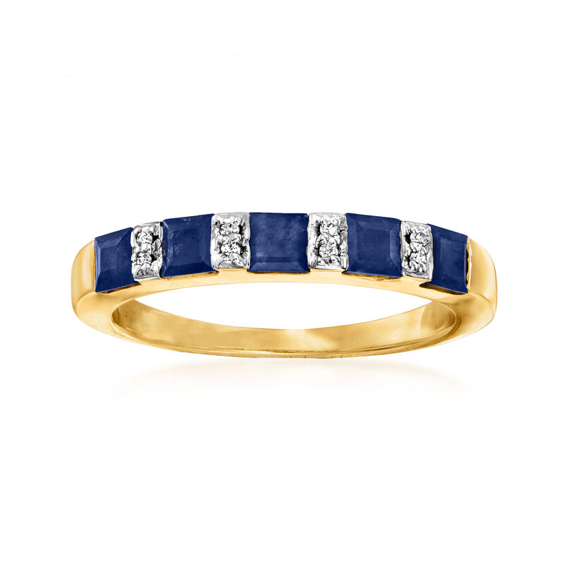 1.30 ct. t.w. Sapphire Ring with Diamonds in 18kt Gold Over Sterling image number 0
