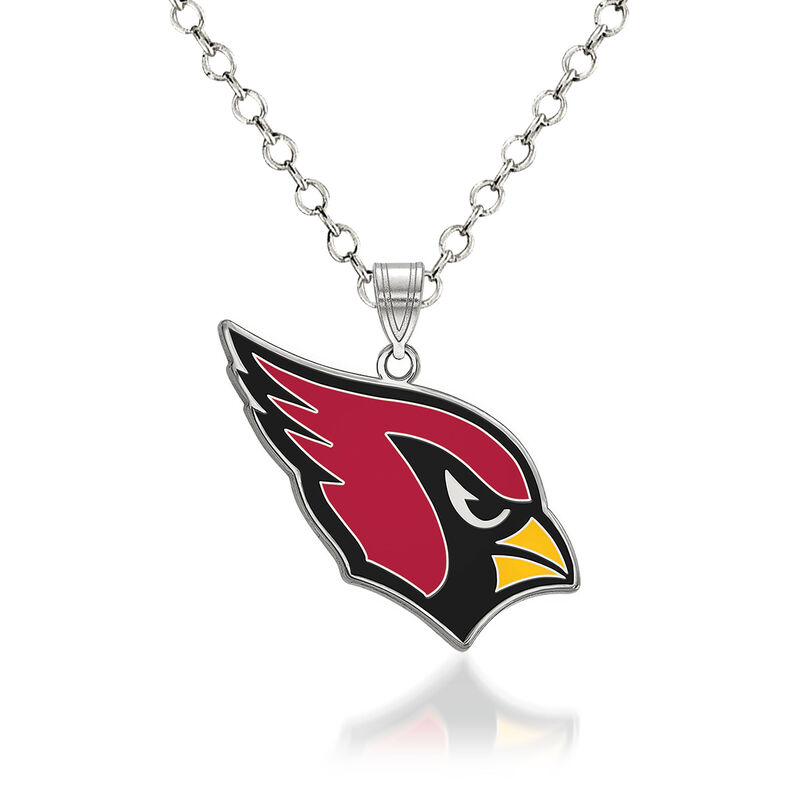 Sterling Silver NFL Arizona Cardinals Enamel Pendant Necklace. 18&quot; image number 0