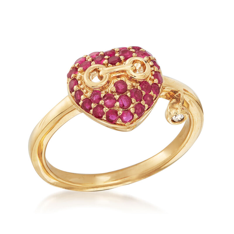 .50 ct. t.w. Ruby Heart Ring in 18kt Gold Over Sterling image number 3