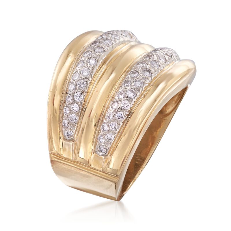 C. 1990 Vintage 1.00 ct. t.w. Diamond Two-Row Ring in 18kt Yellow Gold image number 2