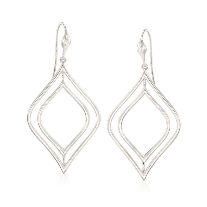 Zina Sterling Silver &quot;Contemporary&quot; Double Marquise-Shaped Drop Earrings image number 0