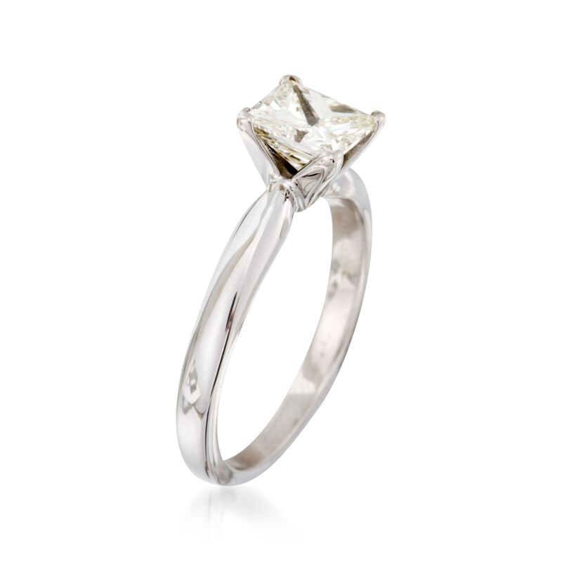 C. 2000 Vintage 1.00 Carat Princess-Cut Diamond Solitaire Engagement Ring in 14kt White Gold image number 2