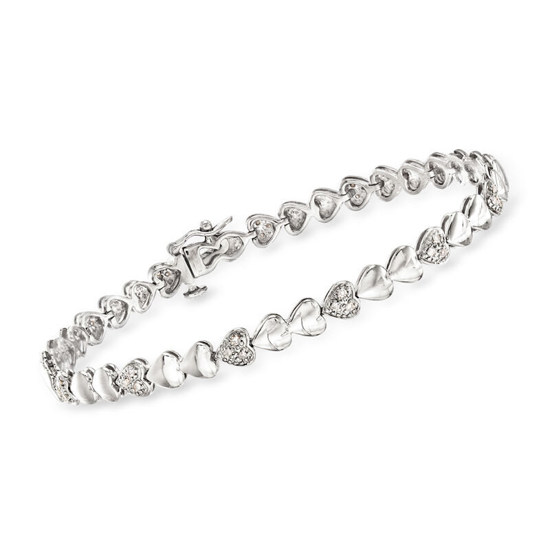 .25 ct. t.w. Diamond Heart Bracelet in Sterling Silver image number 0