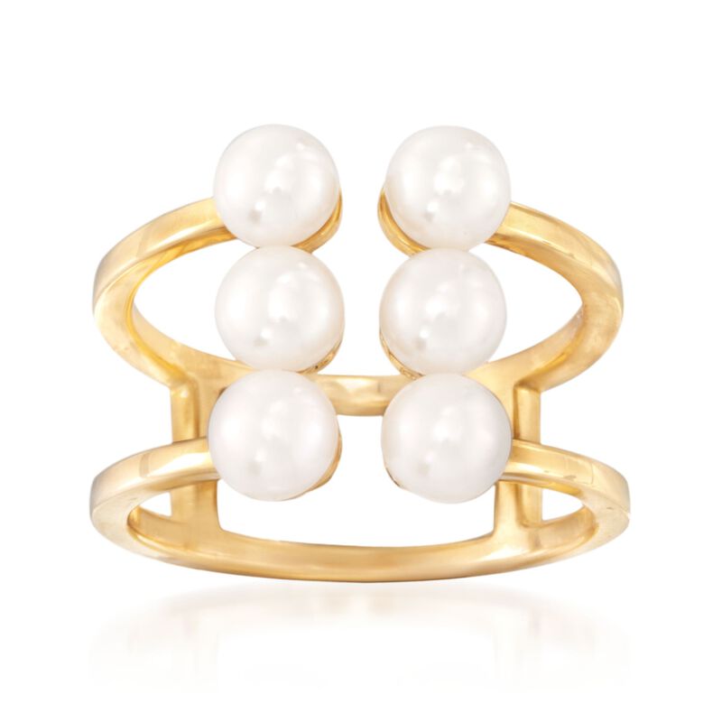 4-5.5mm Cultured Pearl Ring in 18kt Yellow Gold Over Sterling Silver image number 0