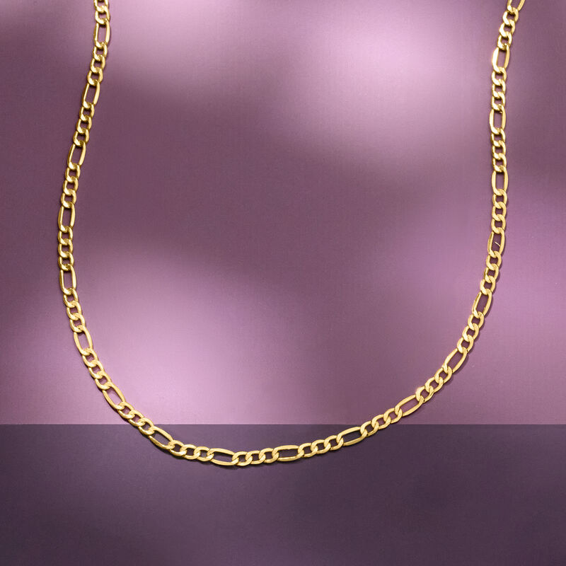 3.5mm 14kt Yellow Gold Figaro-Link Necklace image number 2