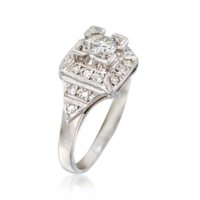 C. 1950 Vintage .70 ct. t.w. Diamond Ring in 14kt White Gold. Size 6.25 image number 2