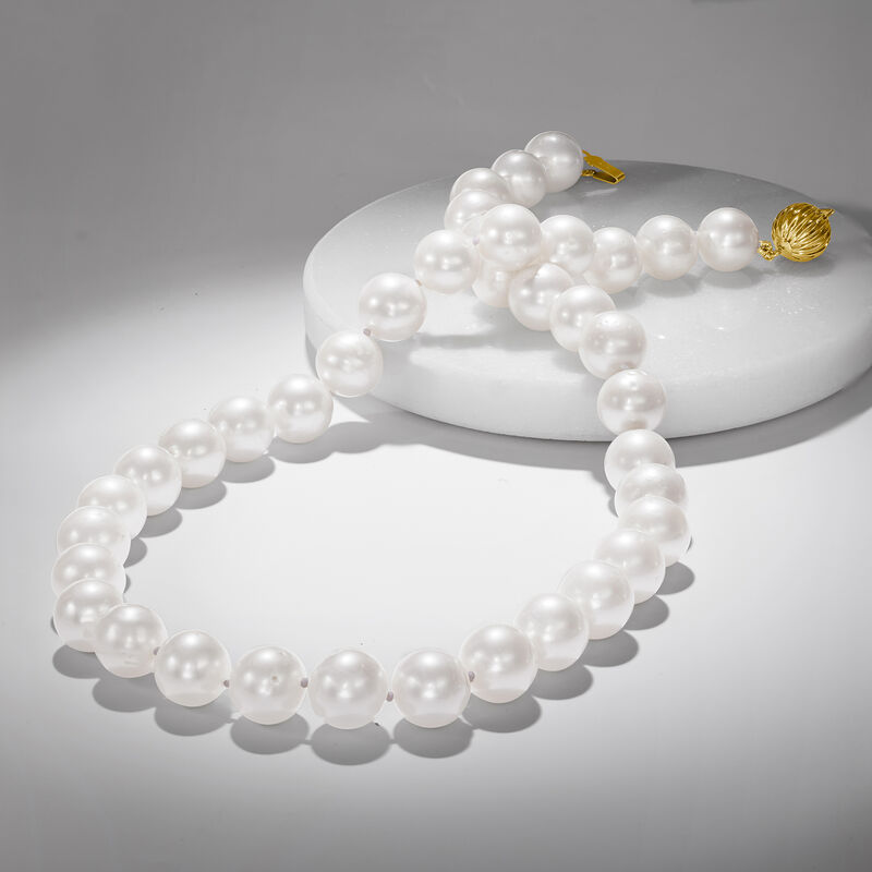 11-12mm Cultured Pearl Necklace with 14kt Yellow Gold image number 2