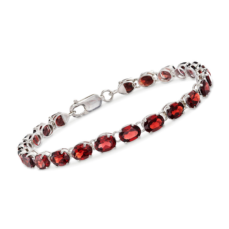 18.00 ct. t.w. Oval Garnet Bracelet in Sterling Silver image number 0