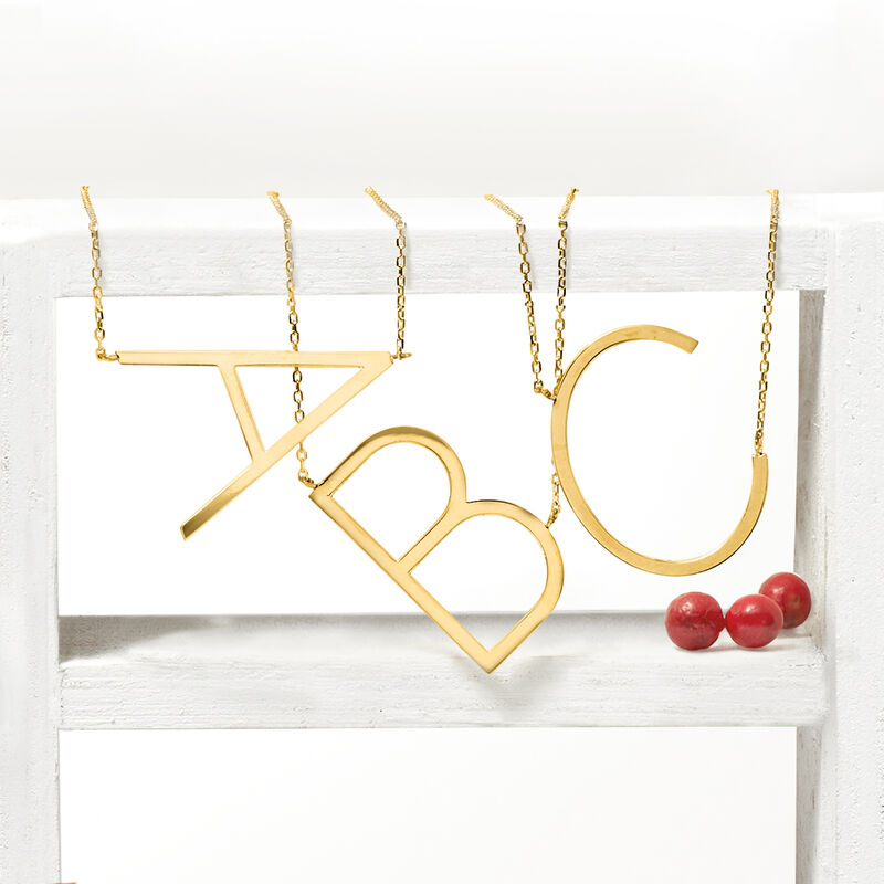 14kt Yellow Gold Sideways Initial Necklace image number 4