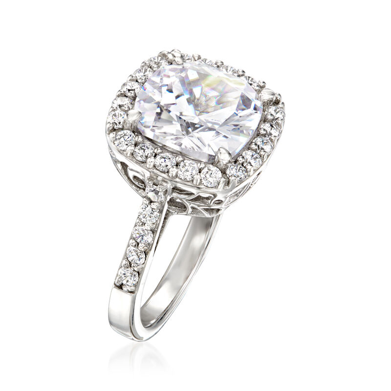 5.10 ct. t.w. CZ Halo Ring in Sterling Silver image number 2