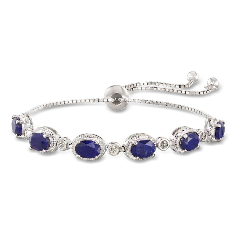 6.75 ct. t.w. Sapphire Bolo Bracelet with Diamonds in Sterling Silver image number 0