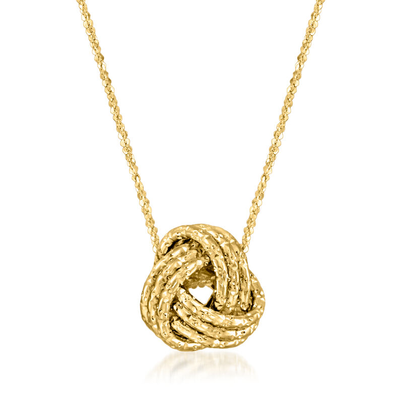 Italian 14kt Yellow Gold Love Knot Jewelry Set: Necklace and Stud Earrings image number 3