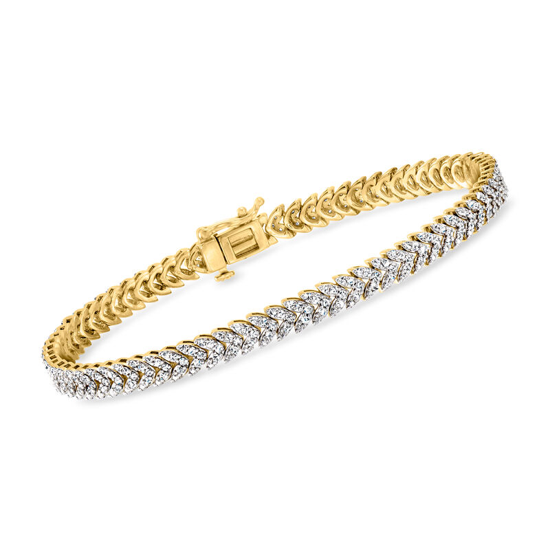 2.00 ct. t.w. Diamond Leaf Bracelet in 18kt Gold Over Sterling image number 0