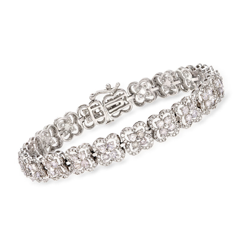 5.50 ct. t.w. Diamond Floral Bracelet in 14kt White Gold image number 0