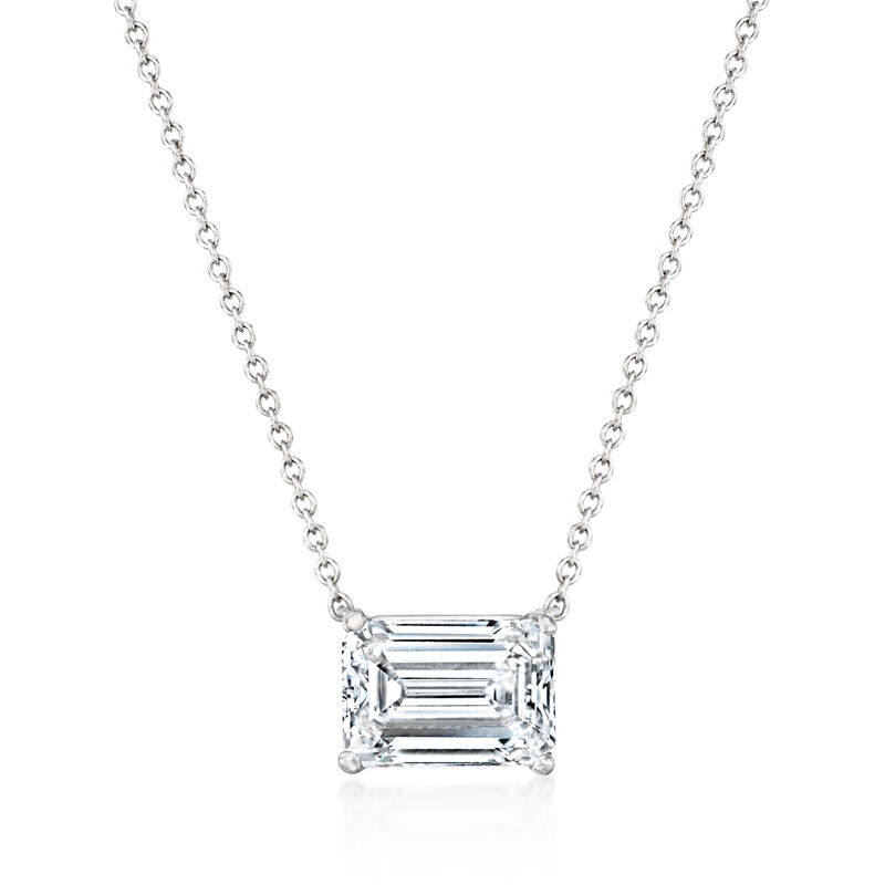 2.00 Carat Emerald-Cut Lab-Grown Diamond Necklace in 14kt White Gold image number 0