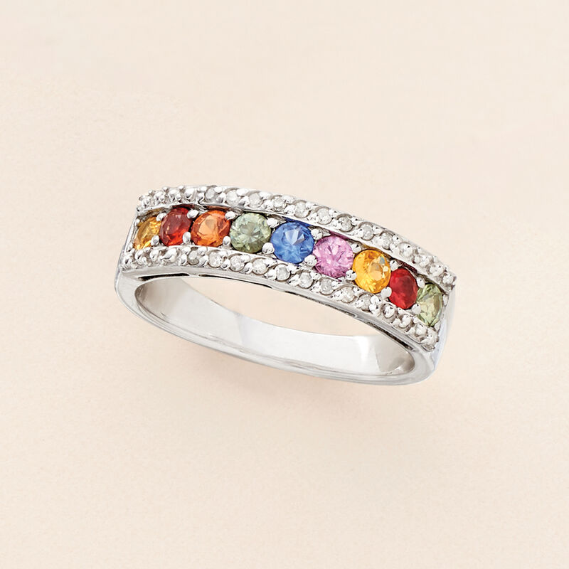 1.20 ct. t.w. Multicolored Sapphire Ring in Sterling Silver image number 3
