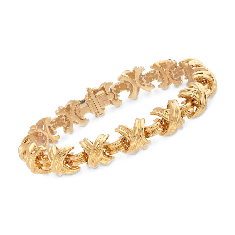 C. 1990 Vintage Tiffany Jewelry 18kt Yellow Gold &quot;Schlumberger&quot; Bracelet. 7.5&quot; image number 0