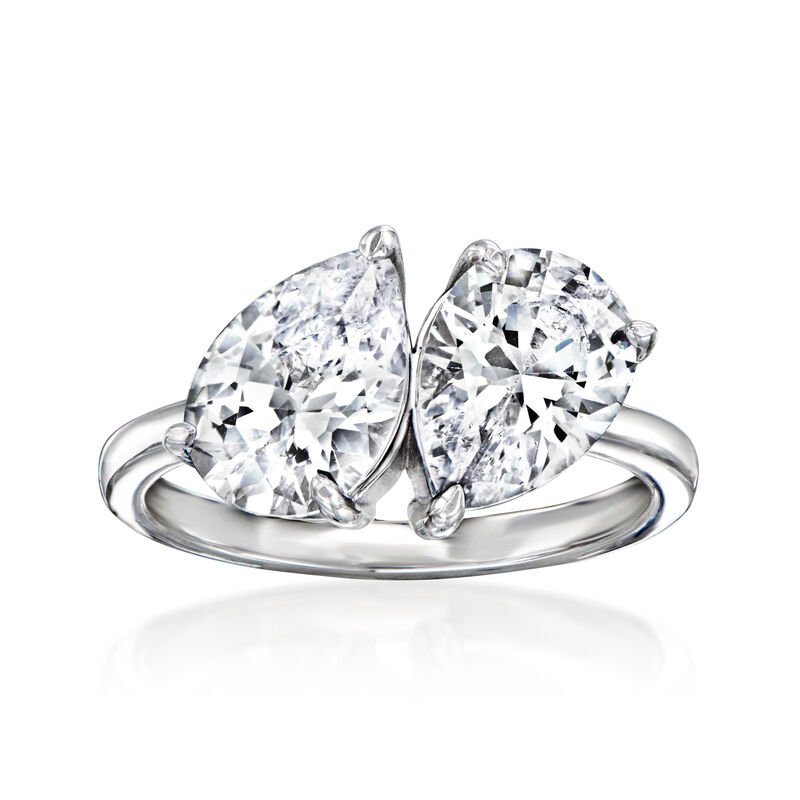 3.00 ct. t.w. CZ Toi et Moi Ring in Sterling Silver image number 0