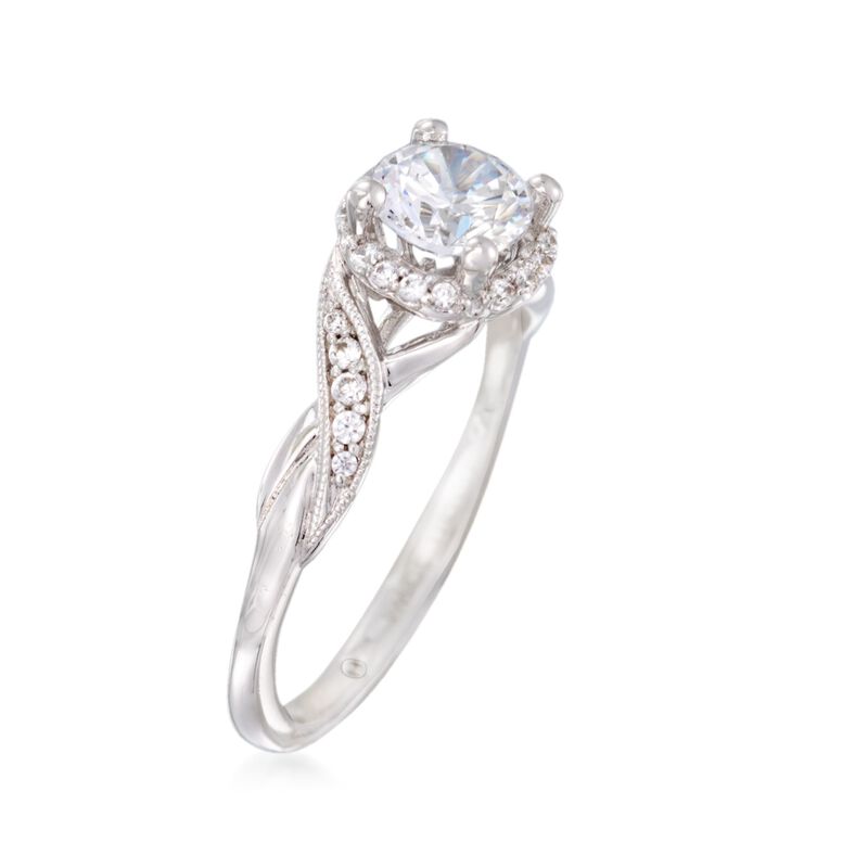 Gabriel Designs .15 ct. t.w. Diamond Engagement Ring Setting in 14kt White Gold image number 2