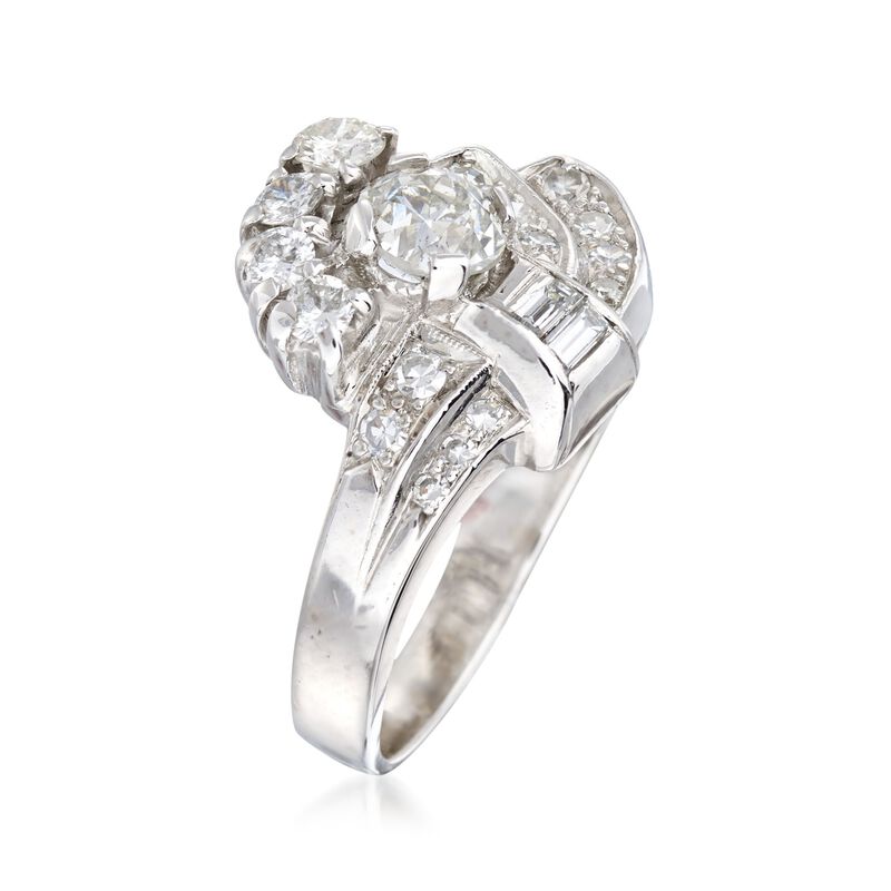 C. 1950 Vintage 1.06 ct. t.w. Multi-Cut Diamond Cluster Ring in Platinum. Size 5.5 image number 2