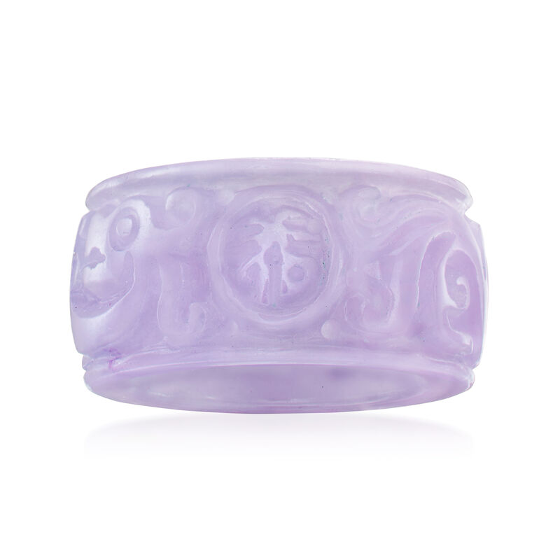 Lavender Jade &quot;Good Fortune&quot; Ring image number 0