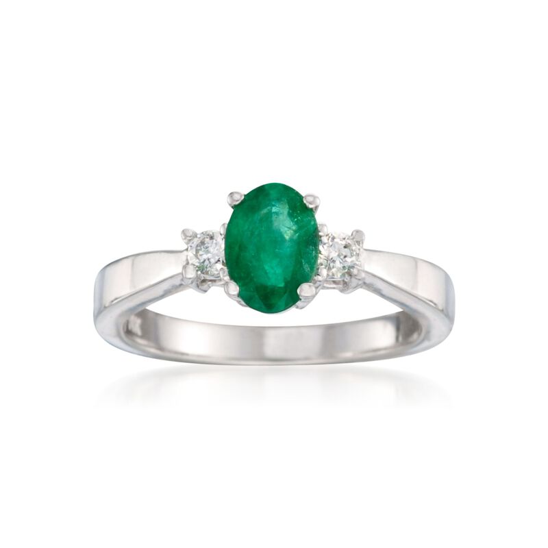 .40 Carat Emerald and .15 ct. t.w. Diamond Ring in 14kt White Gold image number 0