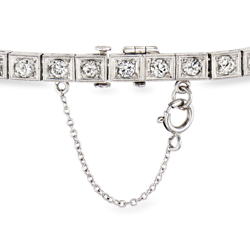 C. 1935 Vintage 2.75 ct. t.w. Diamond and .33 ct. t.w. Emerald Bracelet in Platinum. 6.25&quot; image number 2