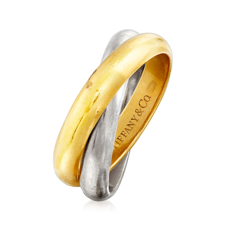 C. 1980 Vintage Tiffany Jewelry 18kt Two-Tone Gold Rolling Ring image number 2