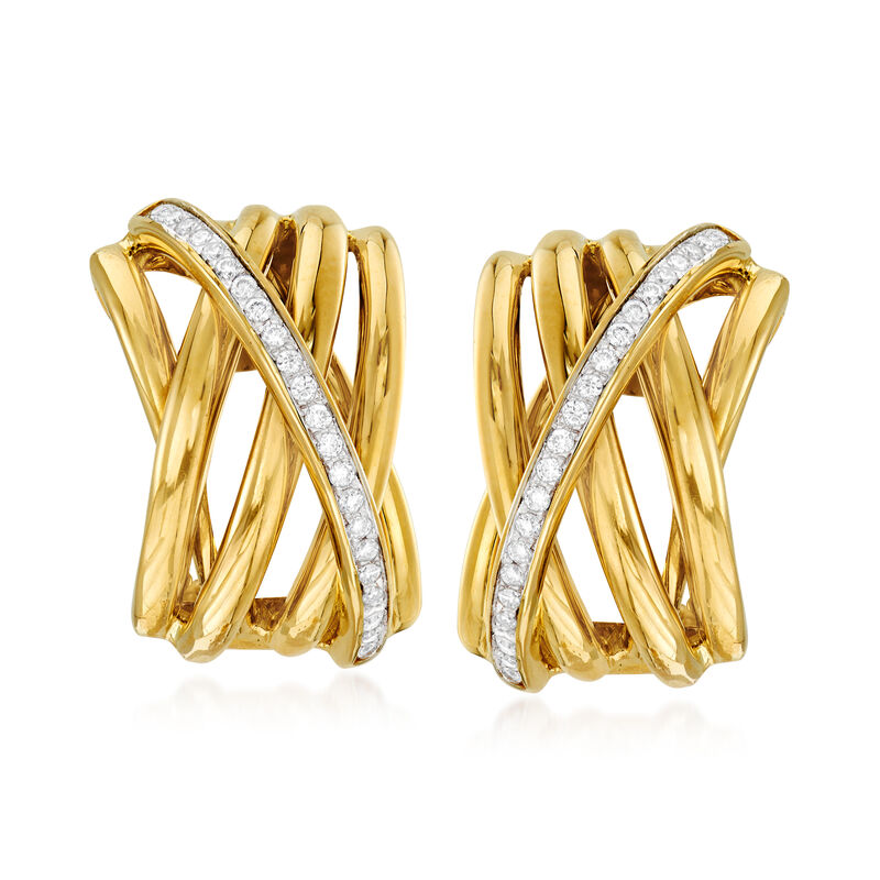 .29 ct. t.w. Diamond Crisscross Earrings in 14kt Yellow Gold image number 0