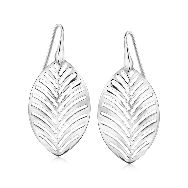 Italian Sterling Silver Openwork Leaf Drop Earrings  image number 0