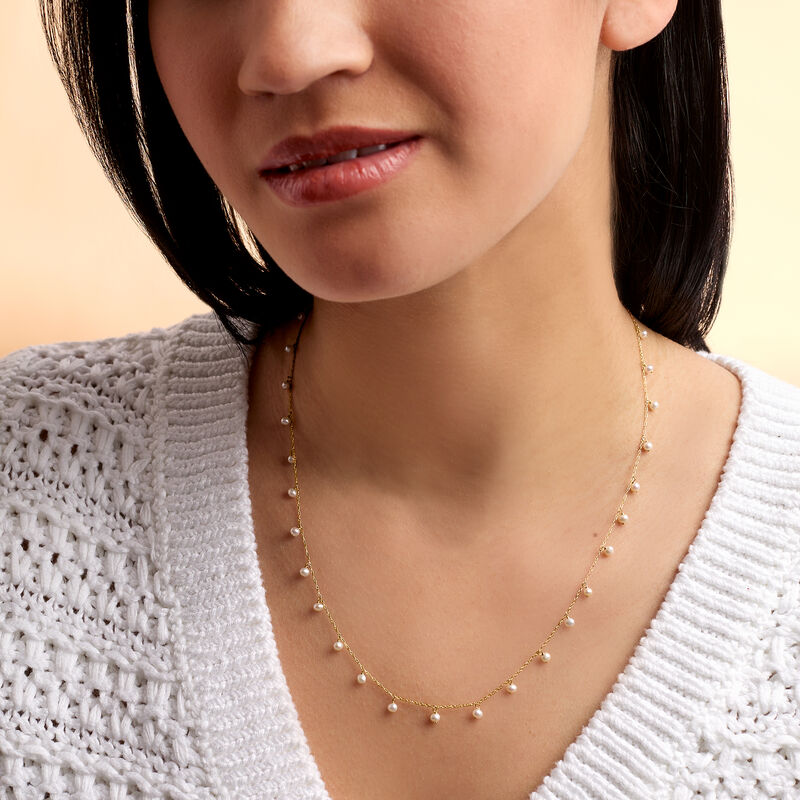 2.5-3mm Cultured Pearl Necklace in 14kt Yellow Gold. 16&quot; image number 3