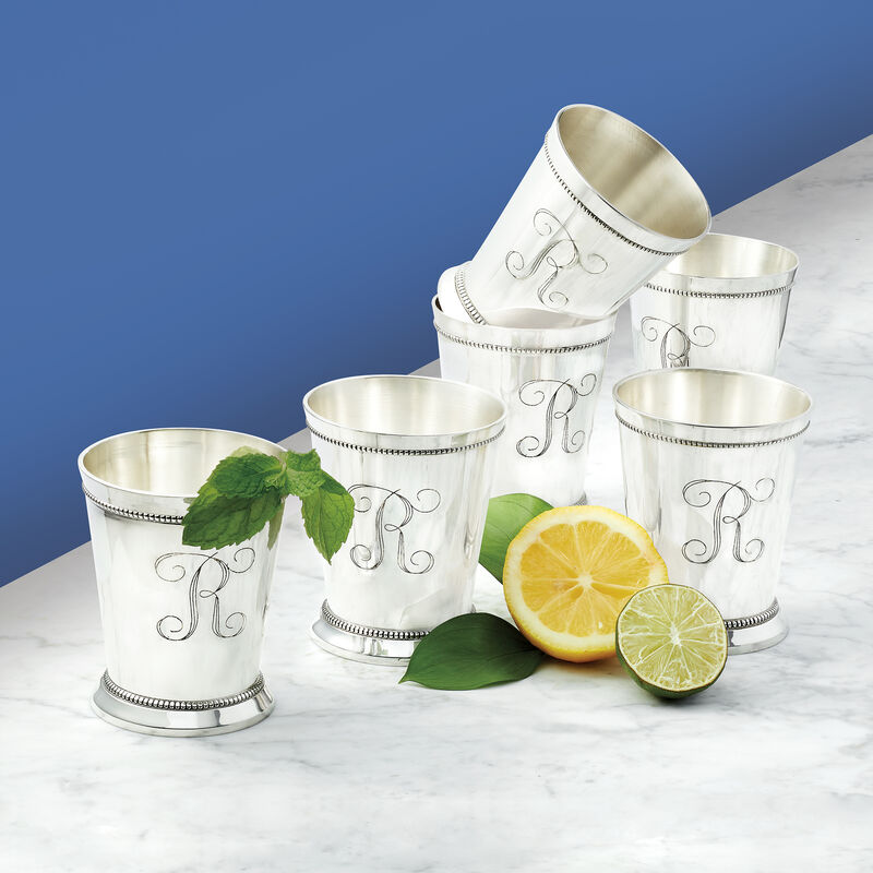 Set of 6 Silver Plate Personalized Mint Julep Cups image number 0