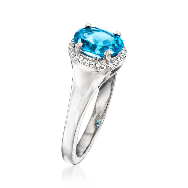 1.90 Carat London Blue Topaz Ring with .10 ct. t.w. White Topaz in Sterling Silver image number 2