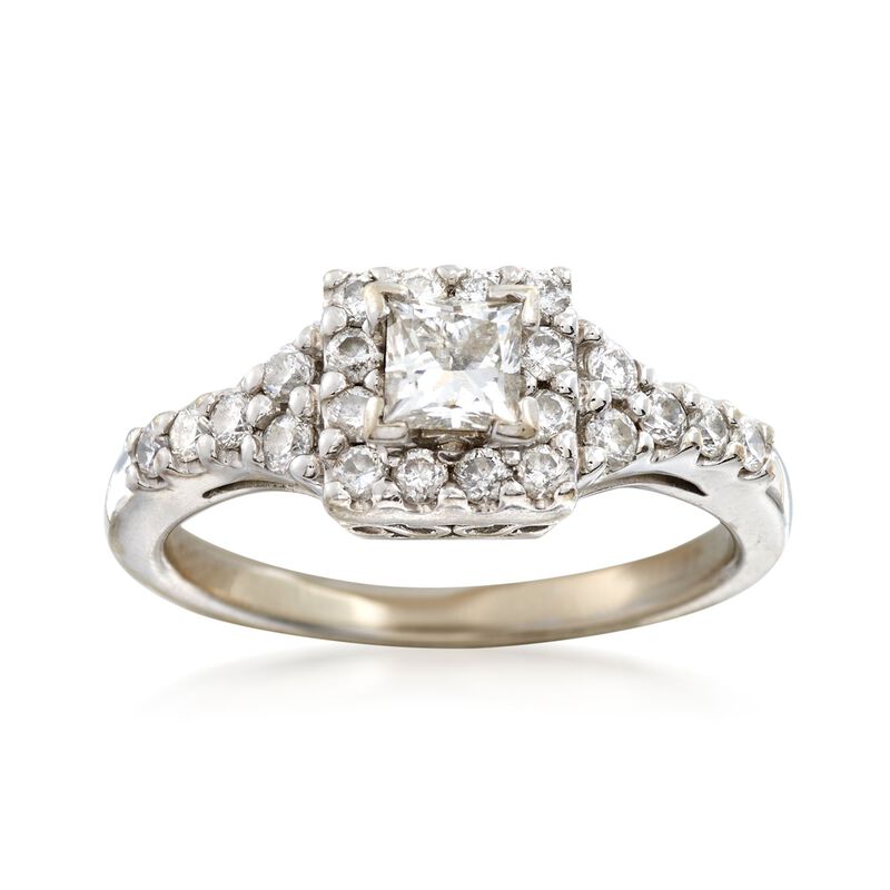 C. 1990 Vintage .75 ct. t.w. Princess-Cut and Round Diamond Ring in 14kt White Gold. Size 5.5 image number 0