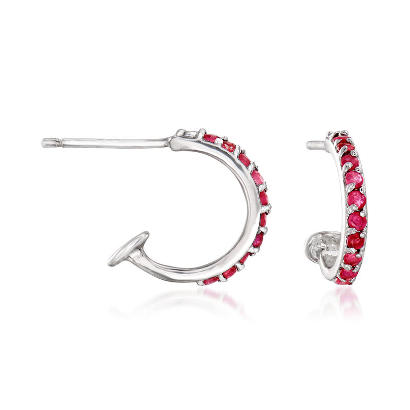 .50 ct. t.w. Ruby and .10 ct. t.w. Diamond Removable Angel Wing Drop Earrings in Sterling Silver  image number 3