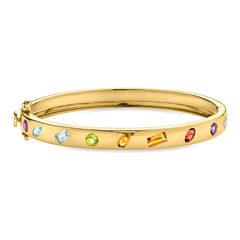1.70 ct. t.w. Multi-Gemstone Bangle Bracelet in 18kt Gold Over Sterling image number 0