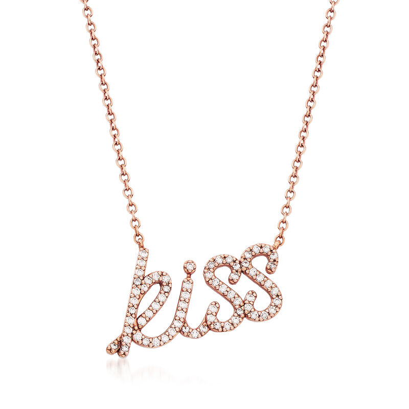 C. 1990 Vintage Tiffany Jewelry .25 ct. t.w. Diamond Kiss Necklace in 18kt Rose Gold. 16&quot; image number 1