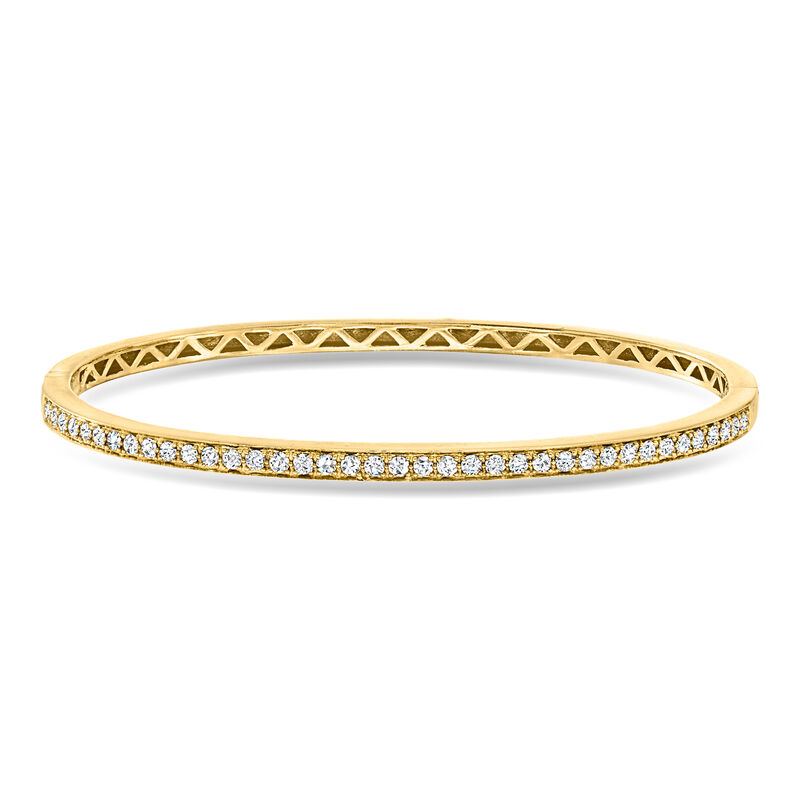 C. 1990 Vintage .81 ct. t.w. Diamond Bangle Bracelet in 18kt Yellow Gold. 7" image number 0